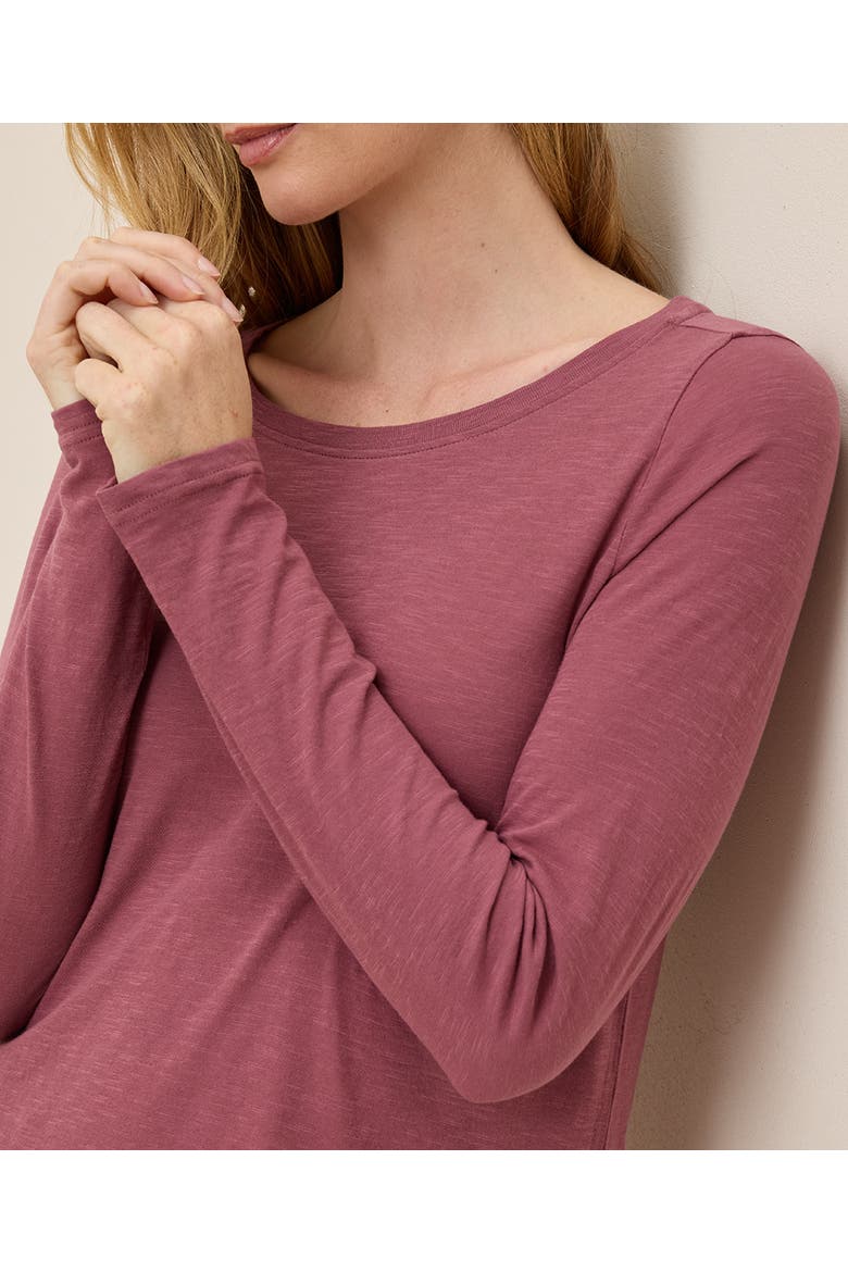 Organic Cotton Featherweight Slub Long Sleeve Tee, Alternate, color, Mauve