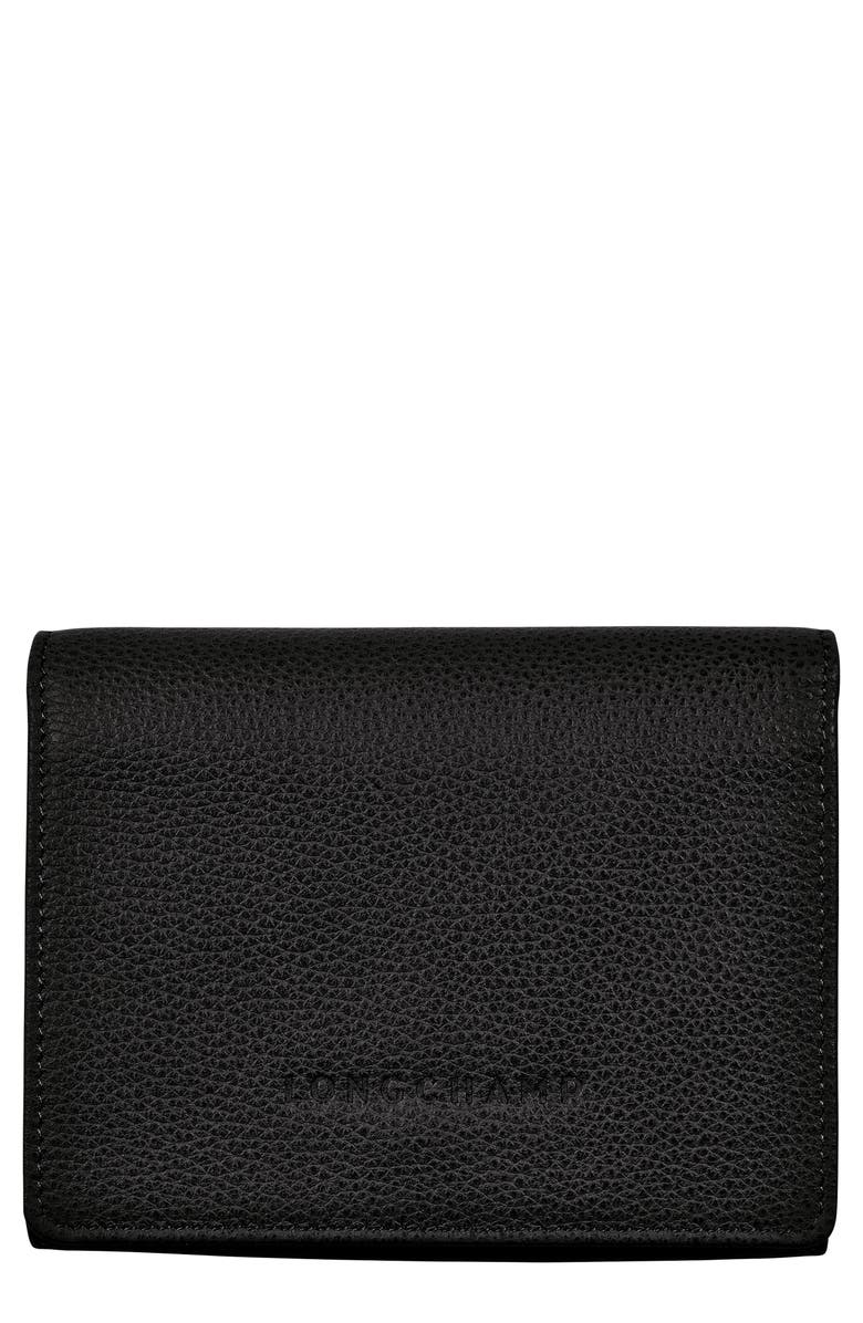 Longchamp Le Foulonné Leather Trifold Wallet, Main, color, 