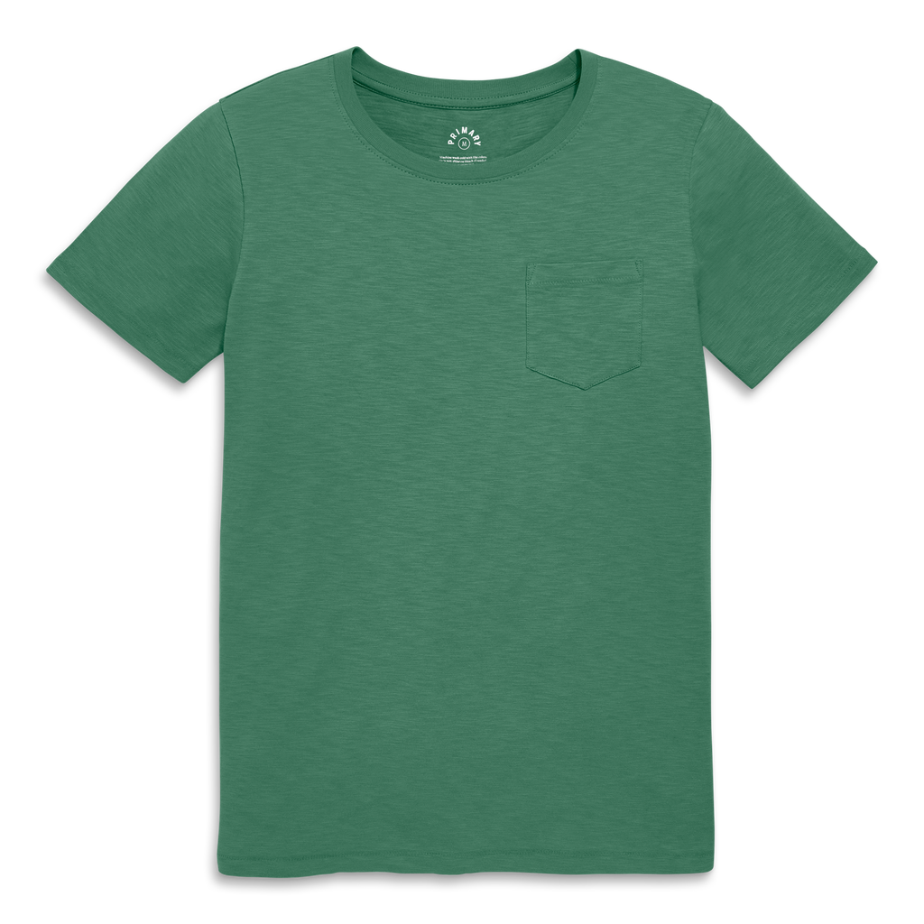 Primary Adult Slub Pocket Tee In Chive