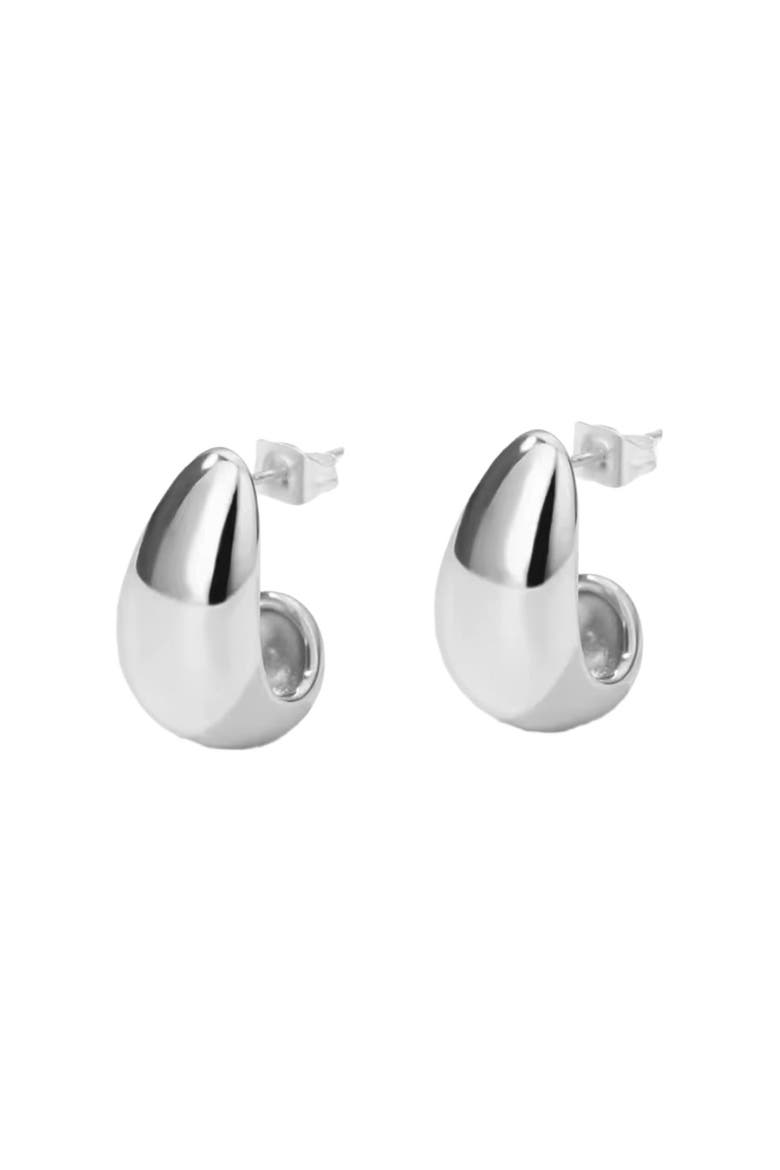 Dome Huggie Teardrop Earrings, Main, color, Silver