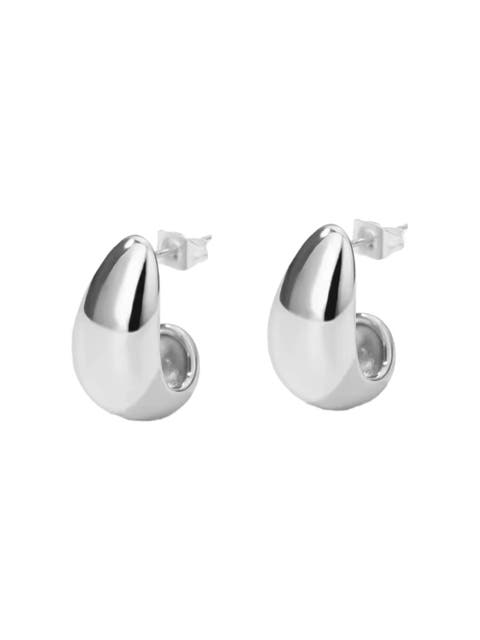 Dome Huggie Teardrop Earrings