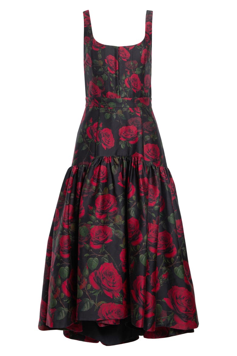Diana Structured Midi Dress, Alternate, color, ROUGE ROMANCE BLACK