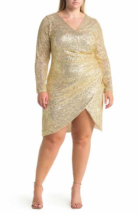BY DESIGN Frances Sequin Side Ruched Wrap Mini Dress