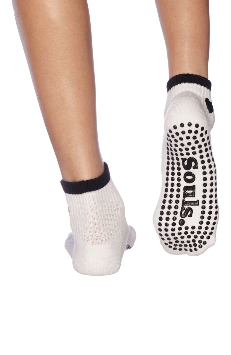 Souls. Black Heart Ankle Grip Socks, Alternate, color, White