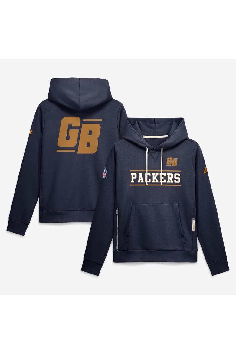 Women's Nike  Navy Green Bay Packers Sideline Standard Issue Alternate Dri-FIT Hoodie, Main, color, Navy