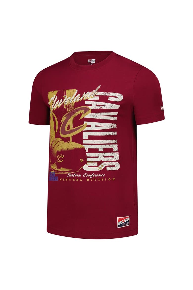 Men's New Era  Wine Cleveland Cavaliers Distressed Throwback Vintage Color Pack T-Shirt, Alternate, color, Wine