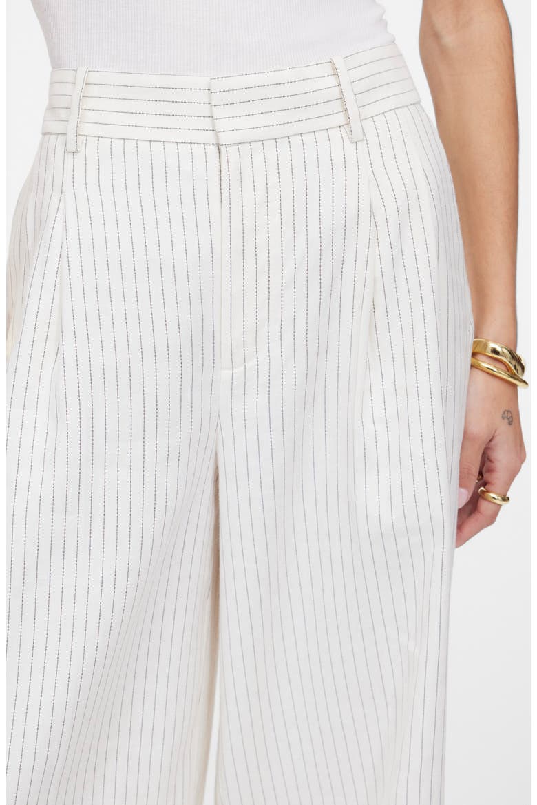 Superwide Leg Linen & Cotton Blend Pants, Alternate, color, TAN AND BLACK STRIPE