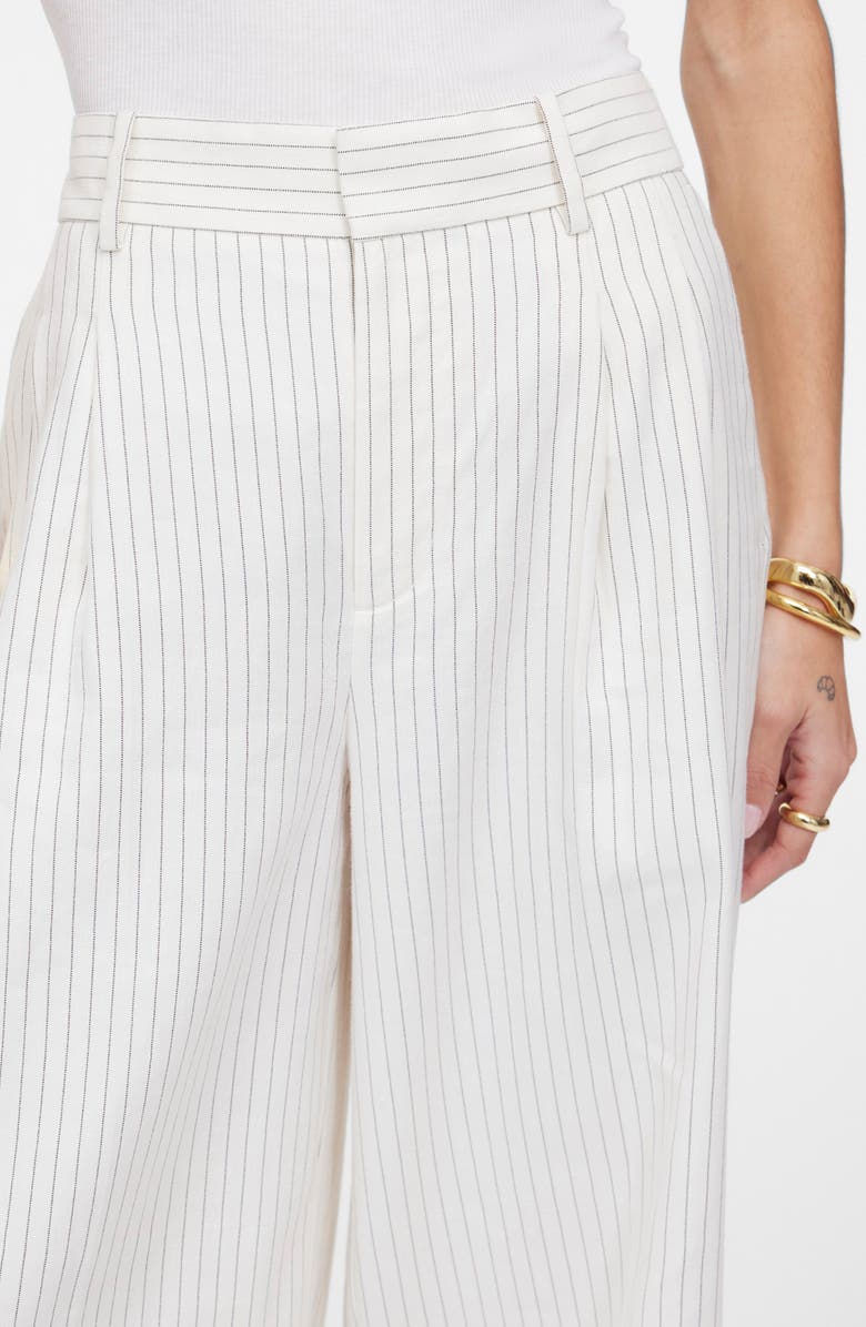 Madewell Superwide Leg Linen & Cotton Blend Pants, Alternate, color, Tan And Black Stripe
