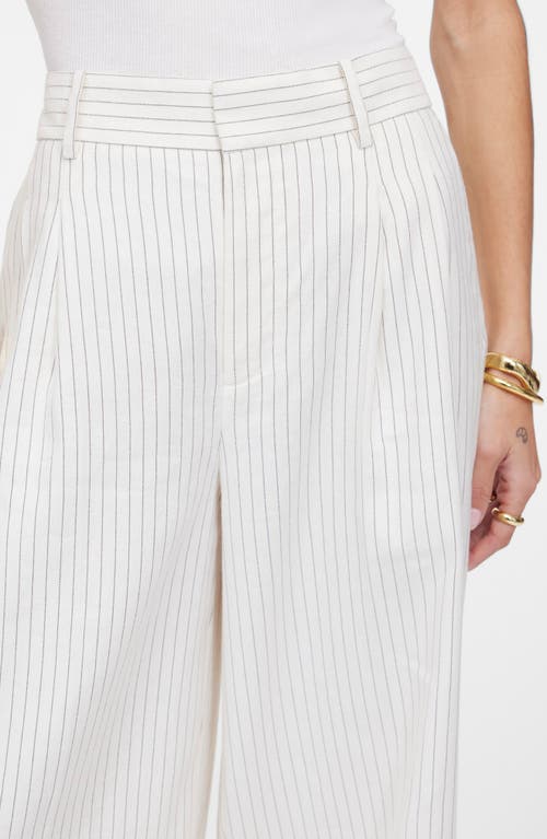 Madewell Superwide Leg Linen & Cotton Blend Pants In Tan And Black Stripe