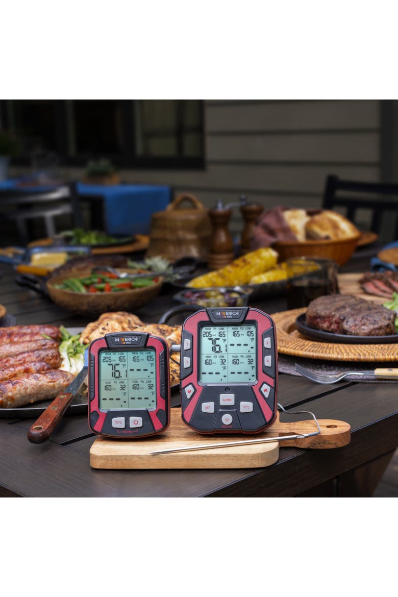 Extended Range Professional Wireless Thermometer, Four Probe, Alternate, color, Black/Red