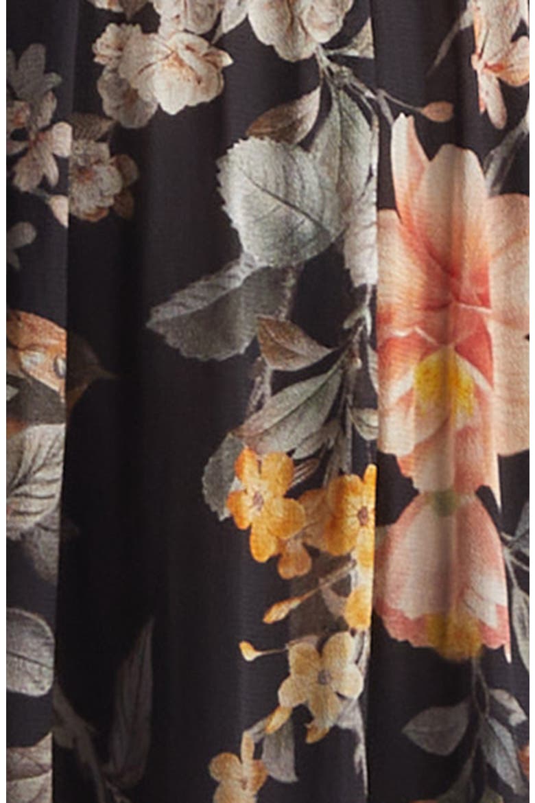 Kindred Spirit Carousel Floral Long Sleeve Midi Dress, Alternate, color, BLACK SONGBIRD