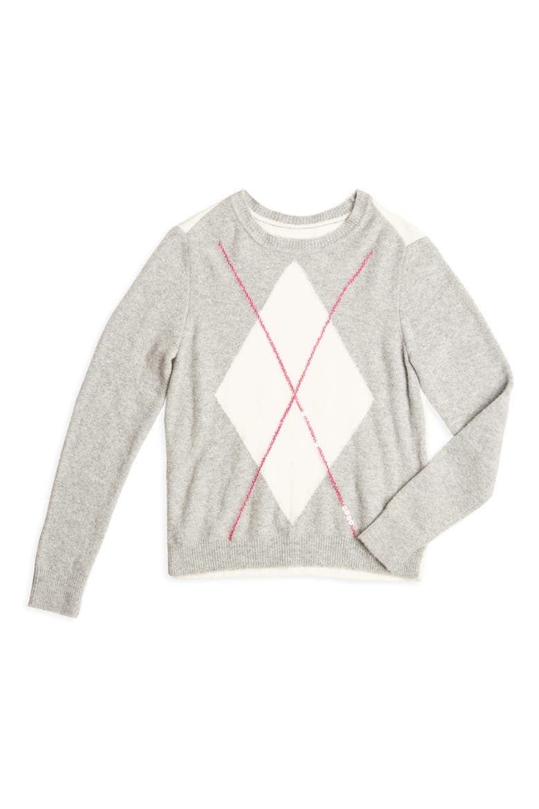 Cozy Bouclé Sequin Argyle Sweater, Alternate, color, SILVER HEATHER
