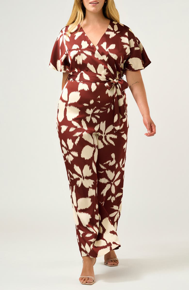 Estelle Hamilton Floral Jumpsuit, Main, color, Terracotta/ Cream