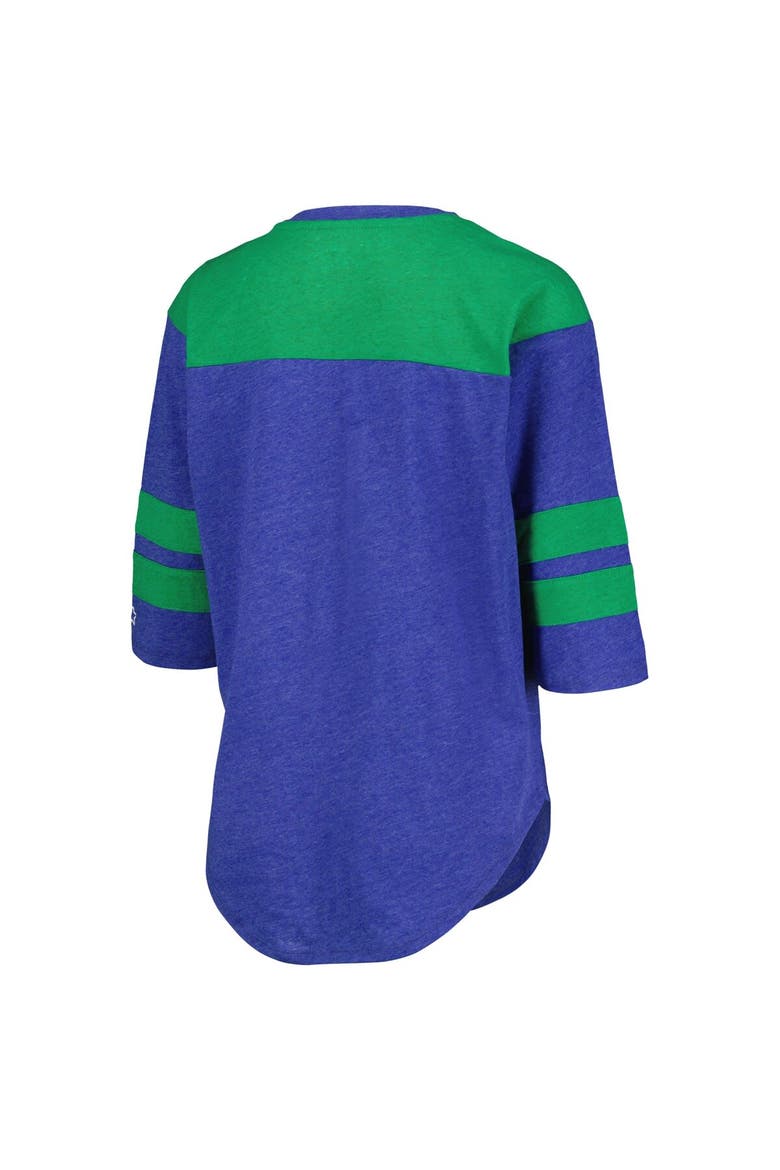 Women's Starter Royal Seattle Seahawks Fullback Tri-Blend 3/4-Sleeve T-Shirt, Alternate, color, Royal