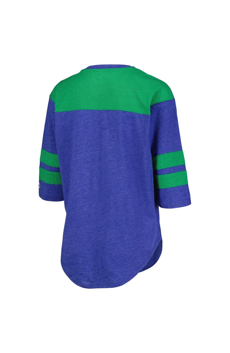 STARTER Women's Starter Royal Seattle Seahawks Fullback Tri-Blend 3/4-Sleeve T-Shirt, Alternate, color, 