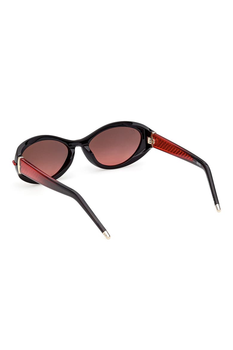55mm Oval Sunglasses, Alternate, color, BLACK / BILAYER BLACK / RED