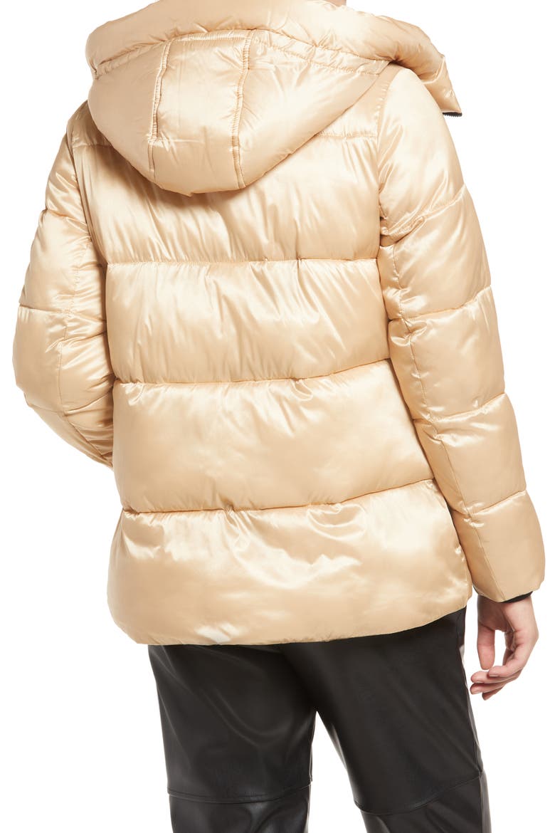 Iridescent Water Repellent Hooded Puffer Jacket, Alternate, color, CASHMERE BEIGE