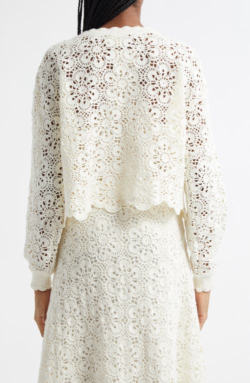 Farm Rio Flower Crochet Cardigan In Off-white