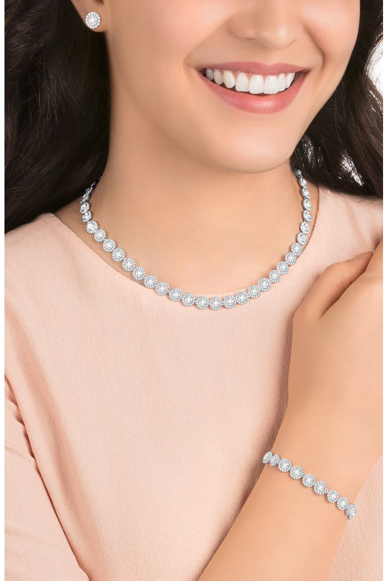 Una All Around Crystal Necklace, Bracelet & Stud Earrings Set, Alternate, color, WHITE/ SILVER