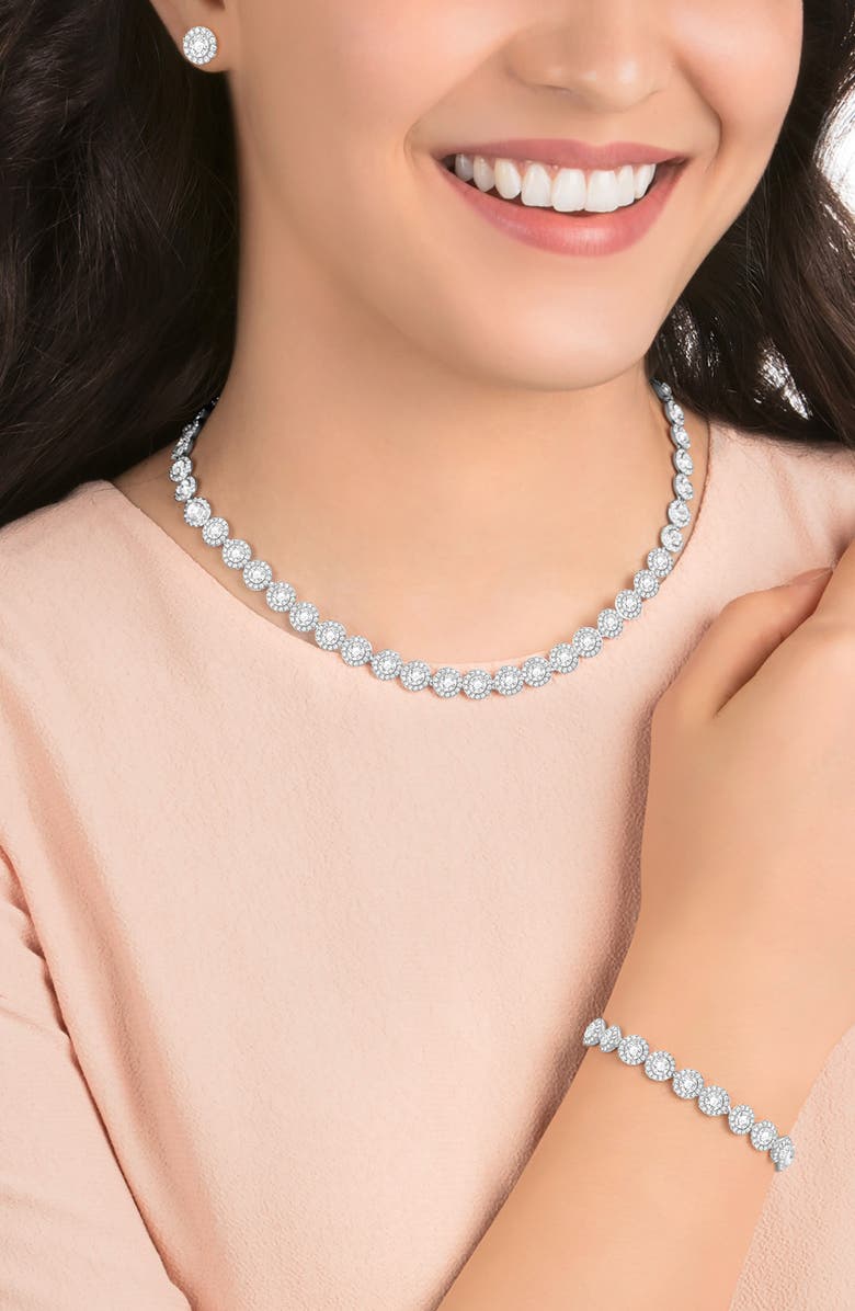 Swarovski Una All Around Crystal Necklace, Bracelet & Stud Earrings Set, Alternate, color, White/ Silver