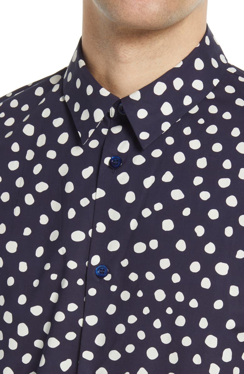 A.P.C. Leandre Dot Print Short Sleeve Button-Up Shirt, Alternate, color,