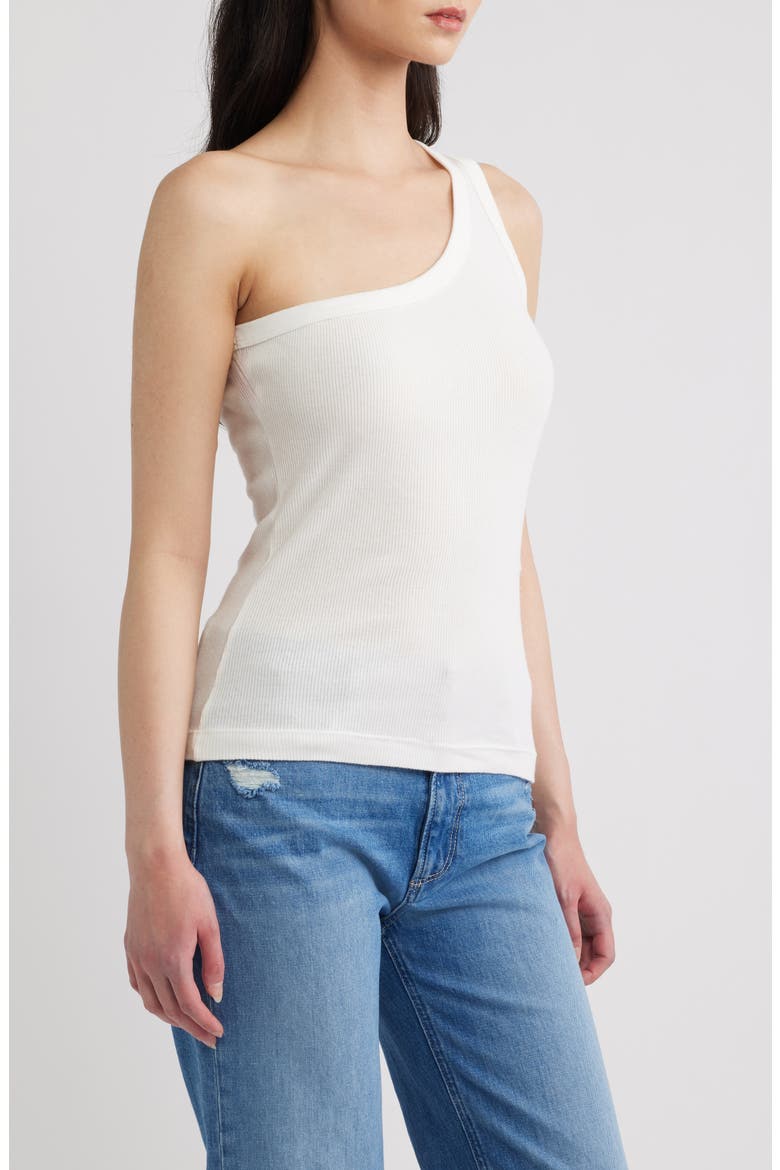 Eve Cotton Rib One-Shoulder Tank, Alternate, color, WHITE