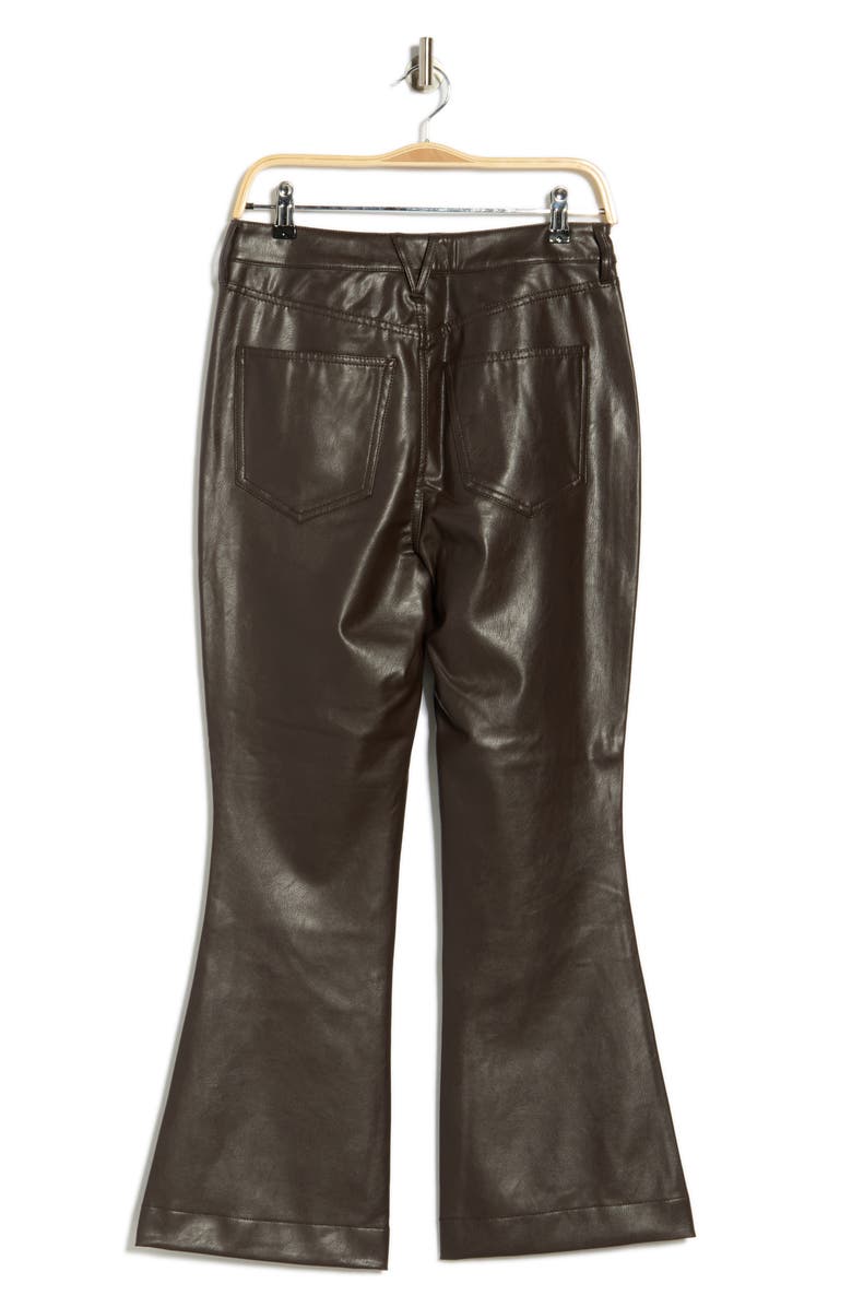 Veronica Beard Carson Faux Leather High Waist Ankle Flare Leg Pants, Alternate, color, Dark Chocolate