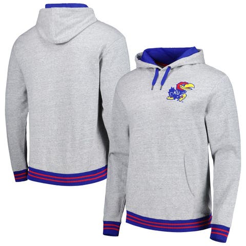 Men's Mitchell & Ness Heather Gray Kansas Jayhawks Pullover Hoodie