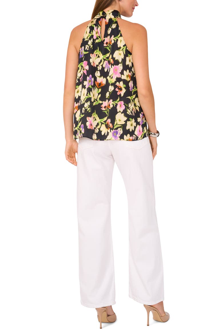 Floral Sleeveless Top, Alternate, color, RICH BLACK