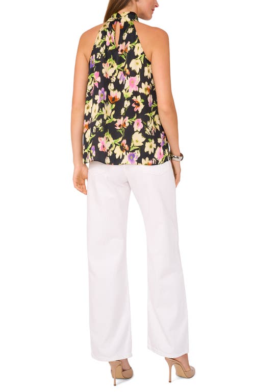 Vince Camuto Floral Sleeveless Top In Rich Black