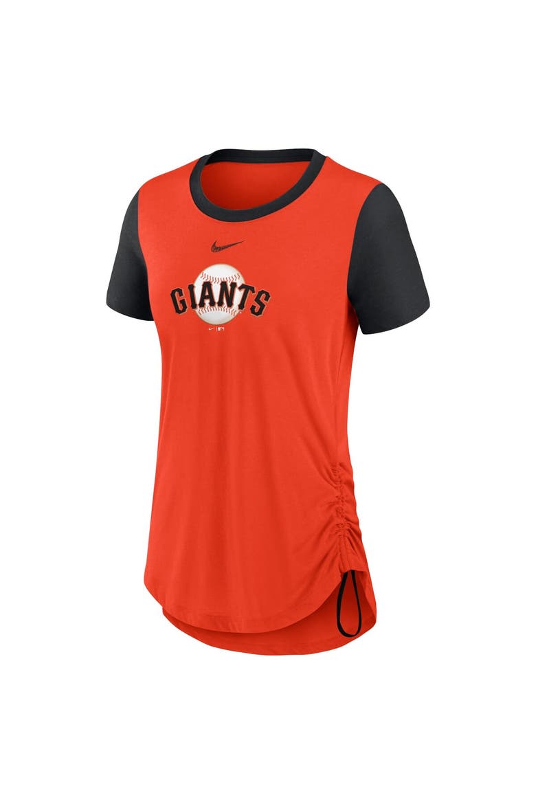 Women's Nike Orange San Francisco Giants Hipster Swoosh Cinched Tri-Blend Performance Fashion T-Shirt, Alternate, color, Orange