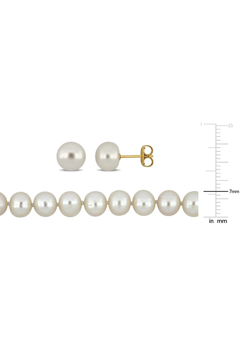 2-Piece Set Cultured Pearl Necklace & Earrings 10K, Alternate, color, Pearl