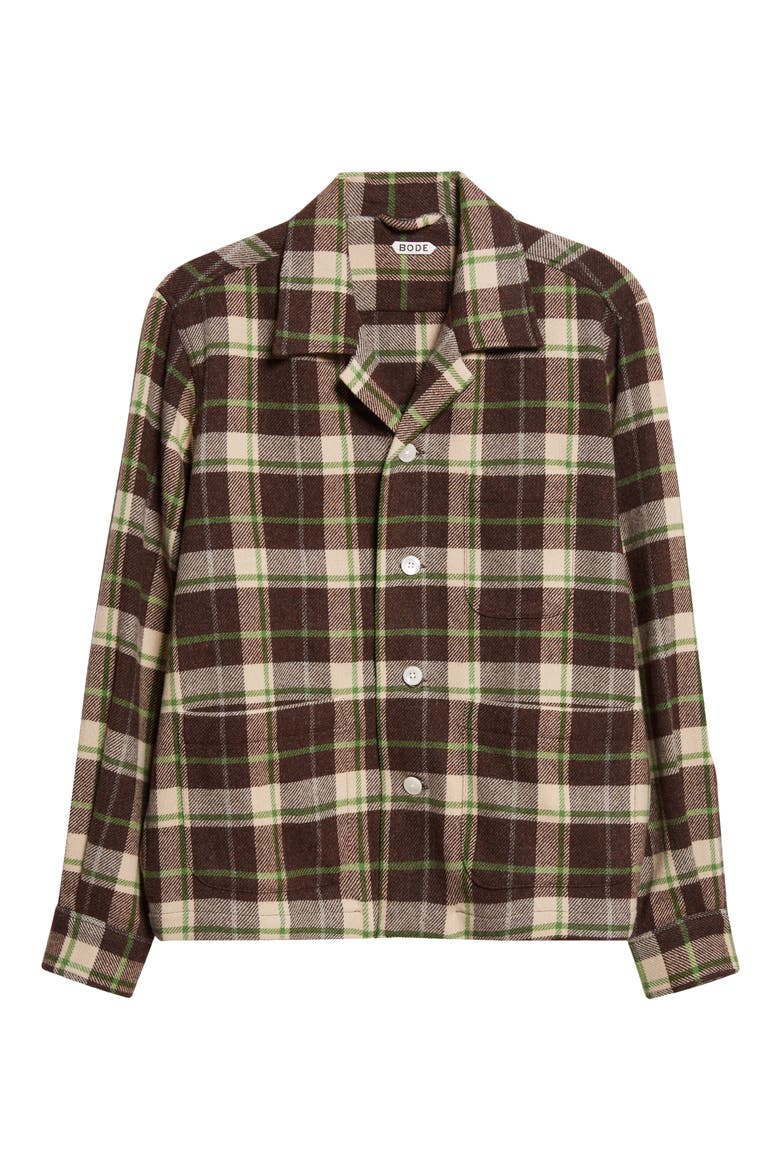 Woodcrest Plaid Wool Flannel Overshirt, Alternate, color, BROWN GREEN