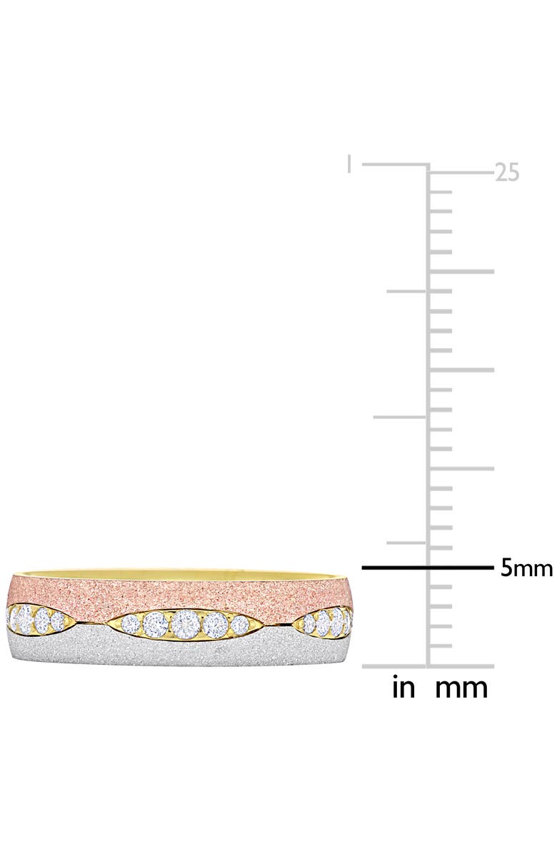 Julianna B. Cubic Zirconia Sandblast Finish Band 14k 3-Tone, Alternate, color, 