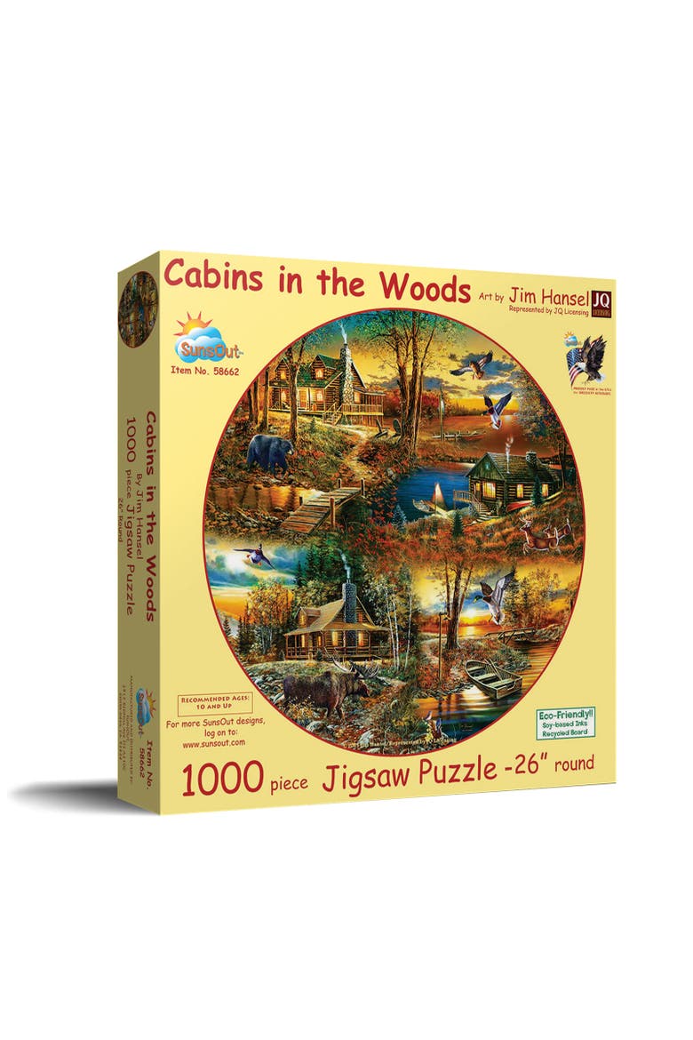 Cabins in the Woods 1000 piece Jigsaw Puzzle for Adults Round, Main, color, Multicolor