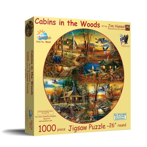 Cabins in the Woods 1000 piece Jigsaw Puzzle for Adults Round