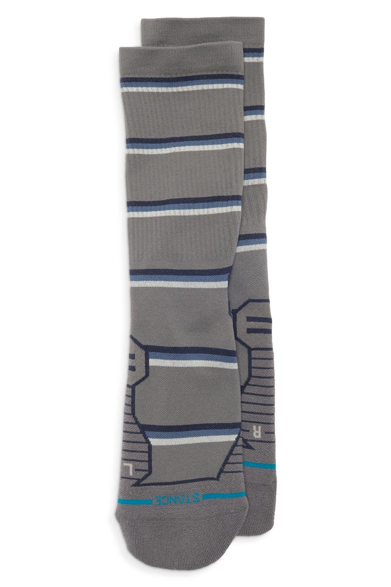 Multistripe Ribbed Crew Socks, Main, color, DARK GREY