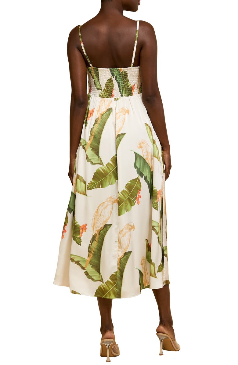 CIEBON Katella Satin Midi Sundress, Alternate, color, Cream Multi