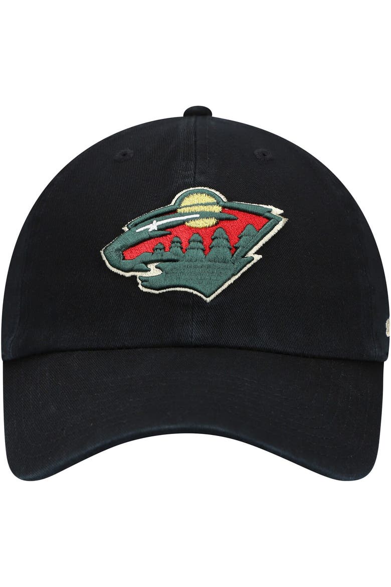 Men's '47 Black Minnesota Wild Team Clean Up Adjustable Hat, Alternate, color, Black