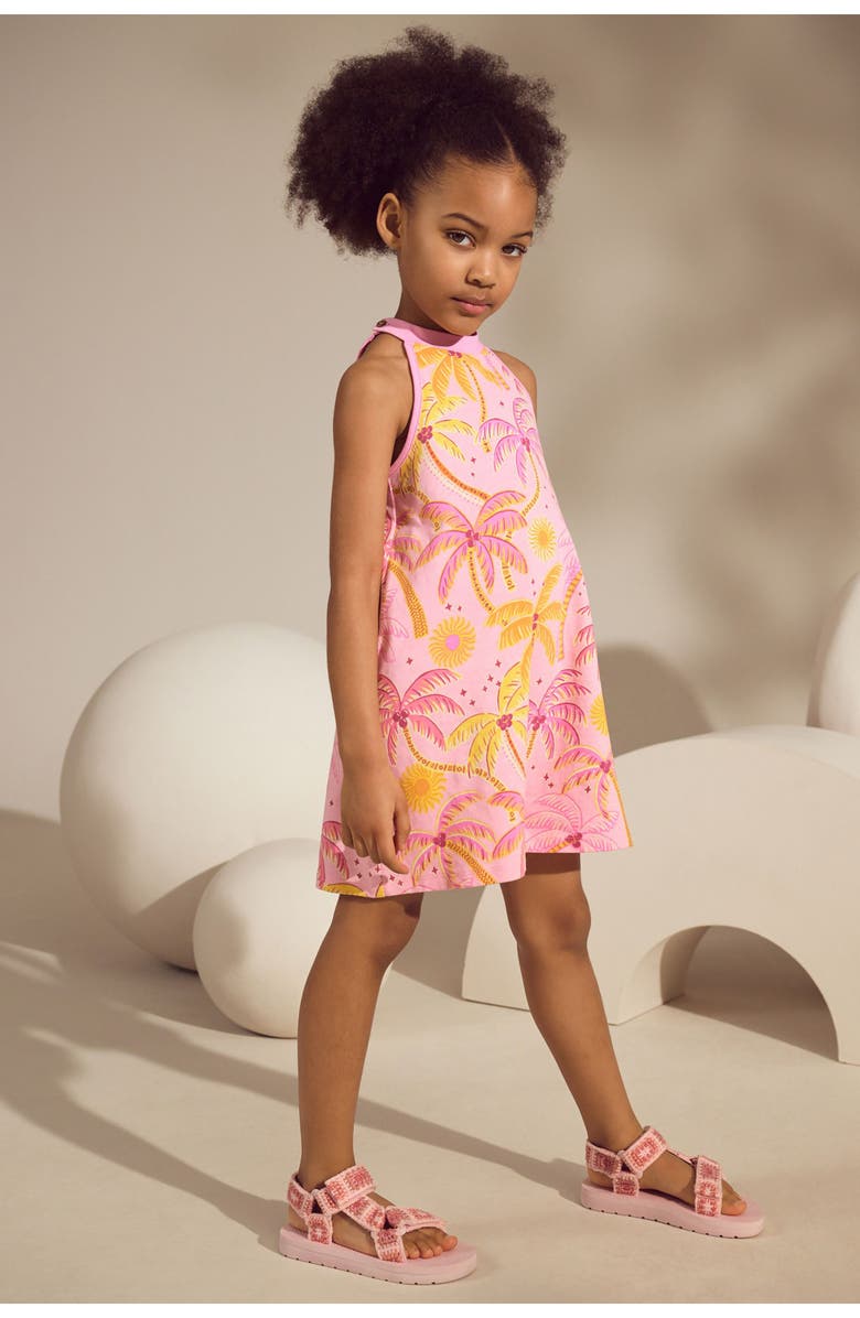 NEXT Kids
 Tropical Palm Cotton Romper, Alternate, color, Pink