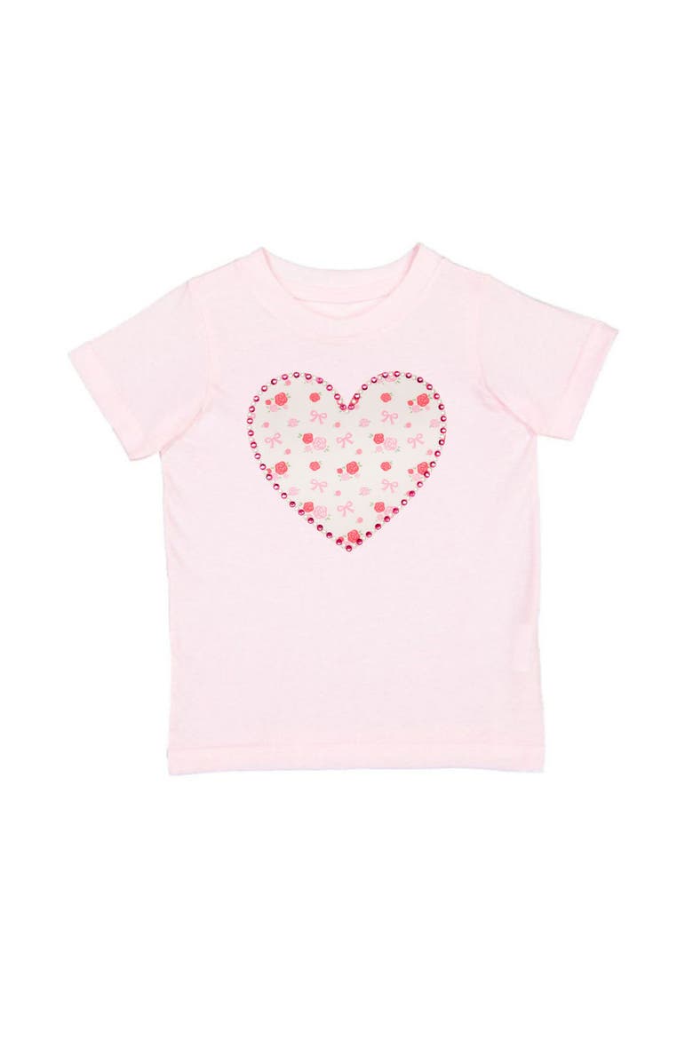 Dainty Rose Pearl Heart Patch Short Sleeve T-Shirt, Main, color, Ballet Pink