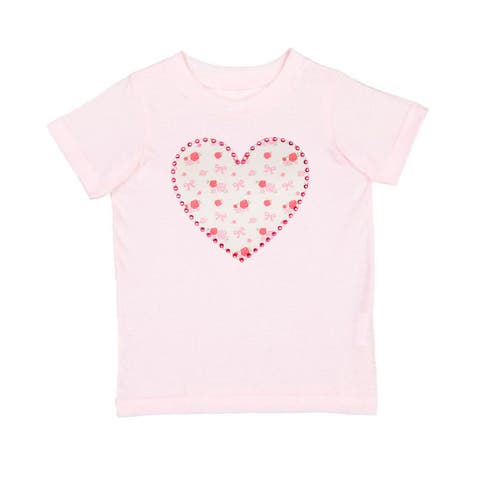 Dainty Rose Pearl Heart Patch Short Sleeve T-Shirt (Baby, Toddler, Little Kid & Big Kid)