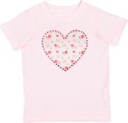 Sweet Wink Dainty Rose Pearl Heart Patch Short Sleeve T-Shirt