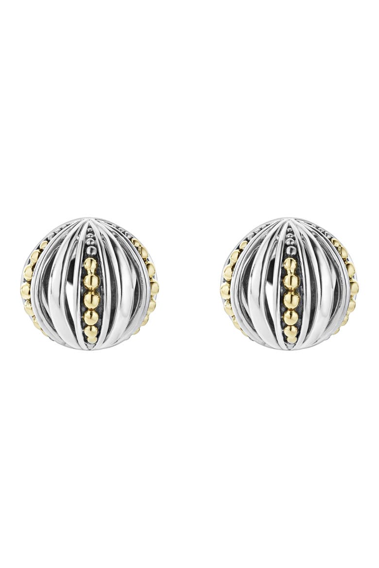 Signature Gifts Beaded Ball Stud Earring, Alternate, color, SILVER/ 18K GOLD