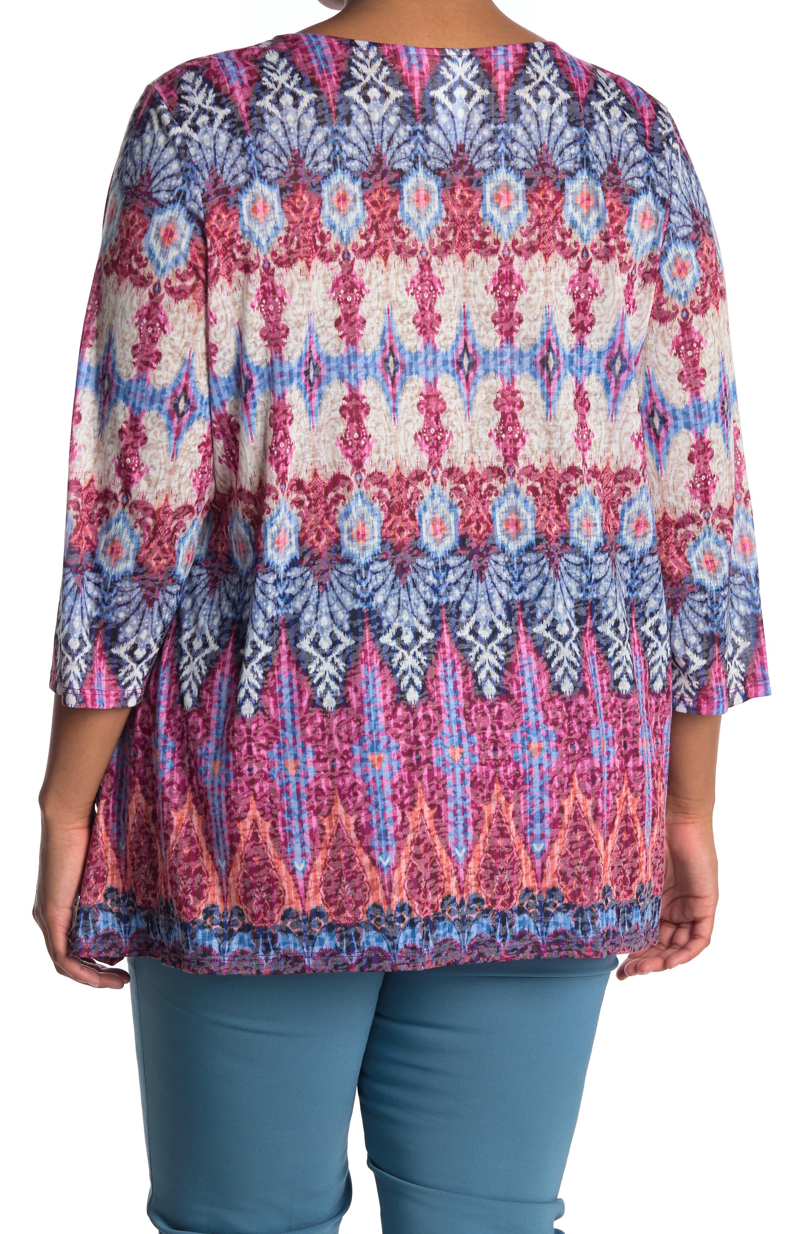 RUBY RD Ruby Rd. Ornage Ikat Print Top (Women) | Nordstromrack