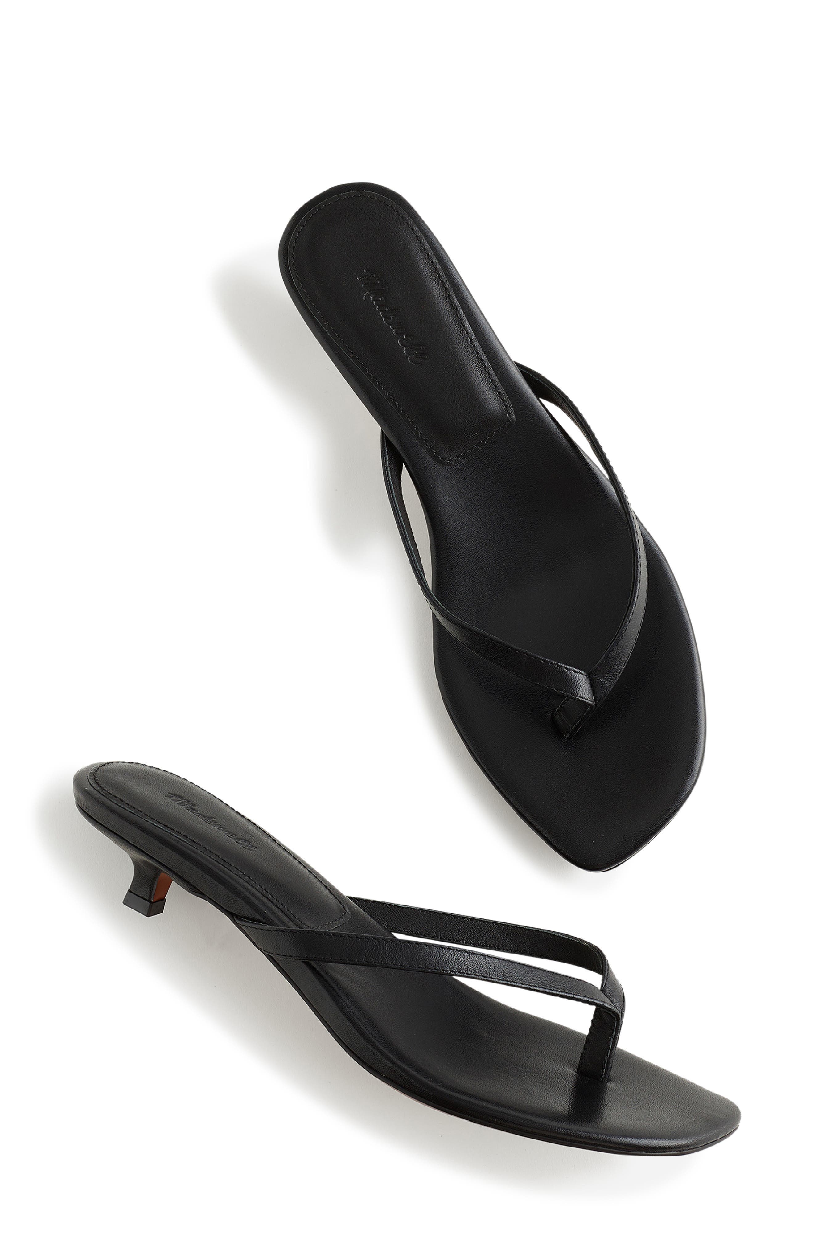 Madewell The Chiara Kitten Heel Thong Sandal, Alternate, color, True Black
