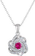 FZN Sterling Silver & Stone Knot Pendant Necklace