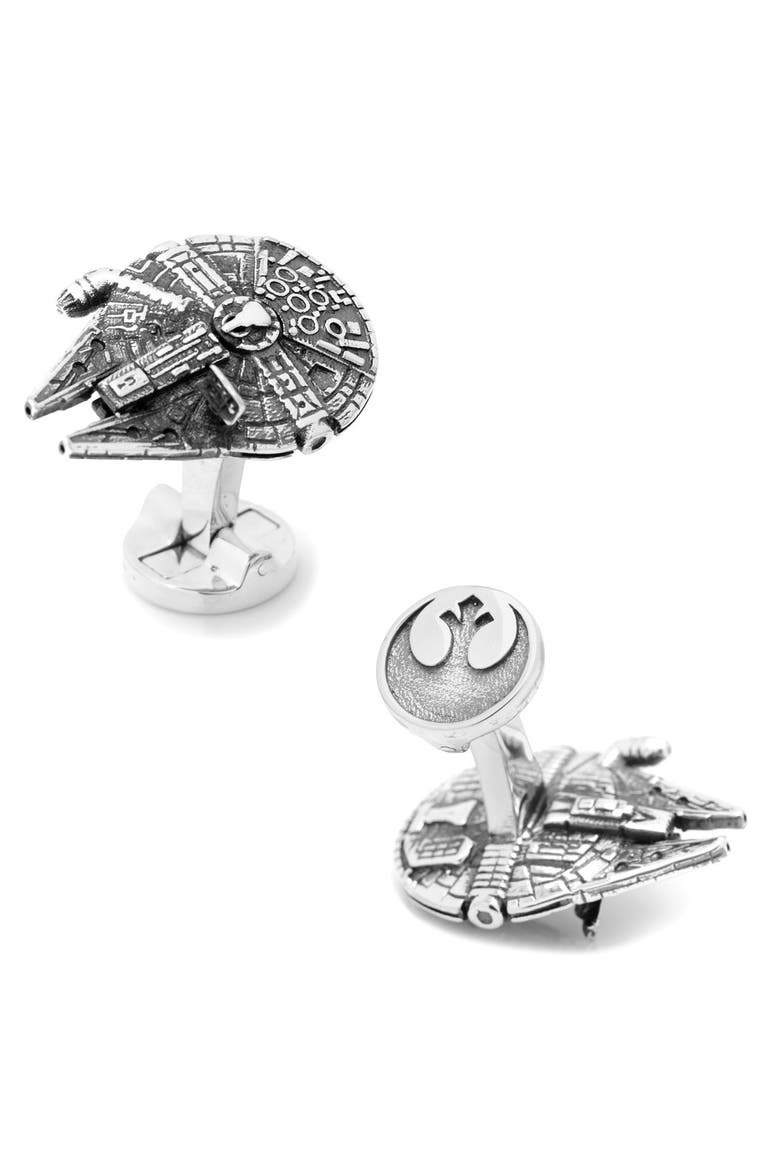 Star Wars Millennium Falcon Cuff Links, Main, color, SILVER