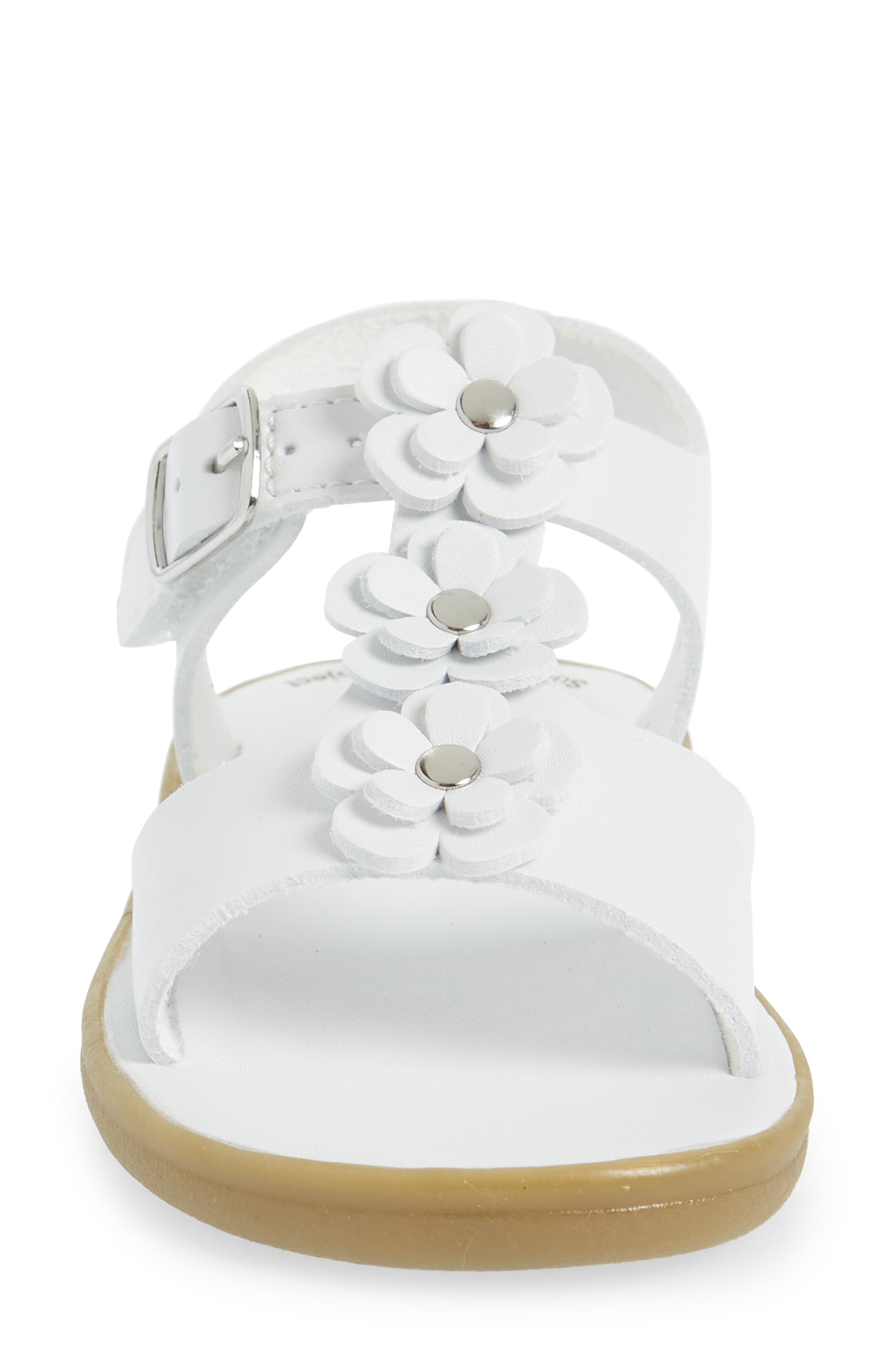 Footmates Jasmine Metallic Flower Waterproof Sandal, Alternate, color, White Micro