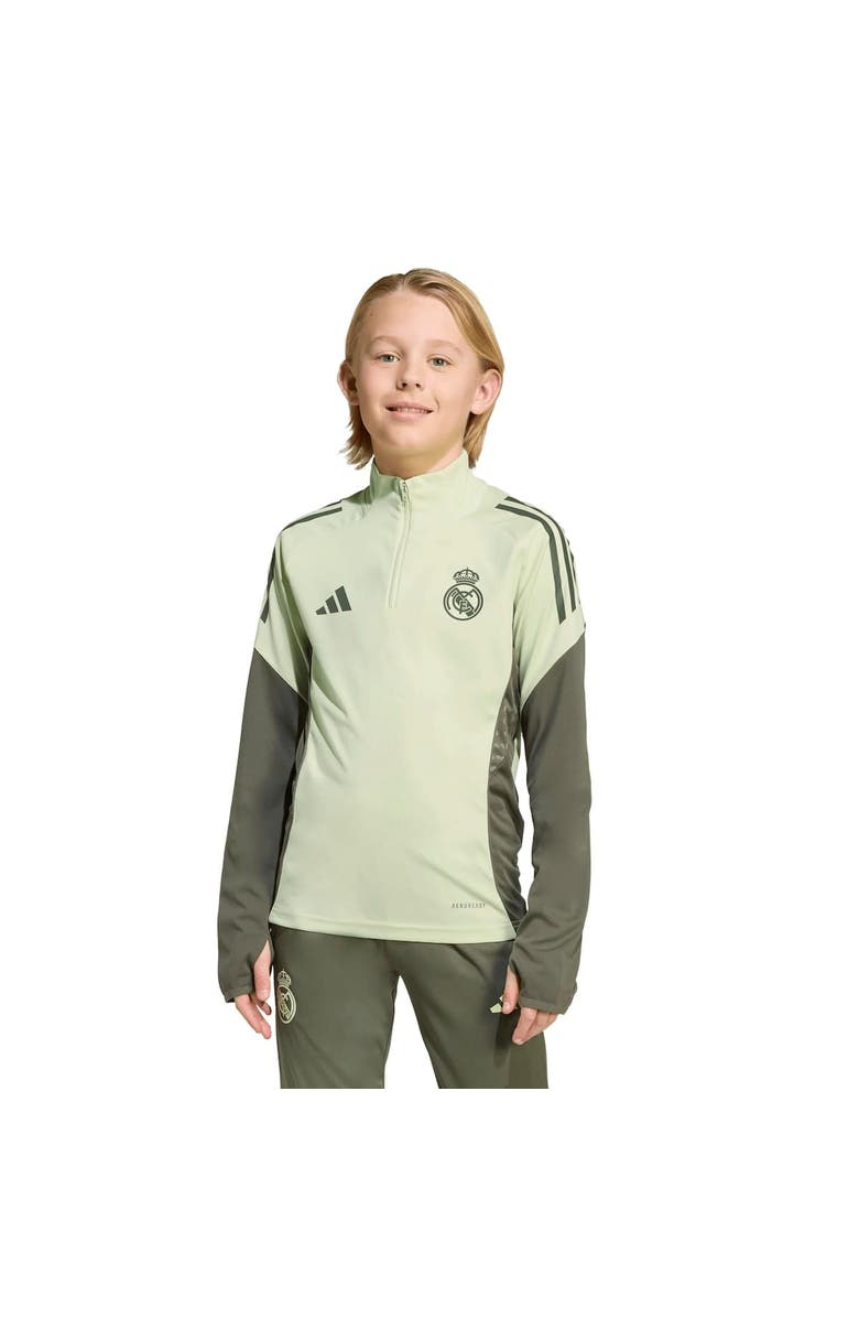 adidas Youth adidas Green Real Madrid 2025/26 Training AEROREADY Quarter-Zip Pullover, Alternate, color, Green